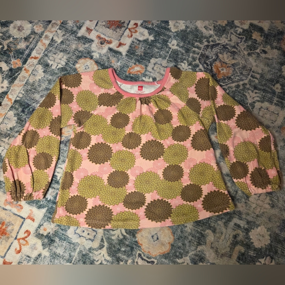 Tea Collection Pink and Green Long Sleeve Tee